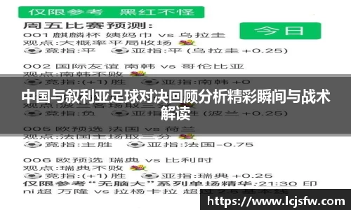 中国与叙利亚足球对决回顾分析精彩瞬间与战术解读